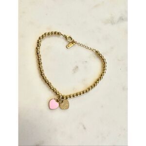 Pink and gold color heart beaded bracelet